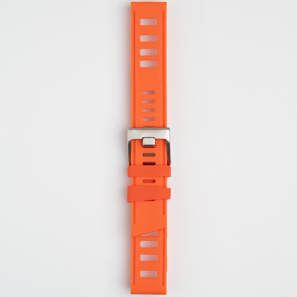 Submerge ISO Dive Orange Watch Strap, buckled up, front view
