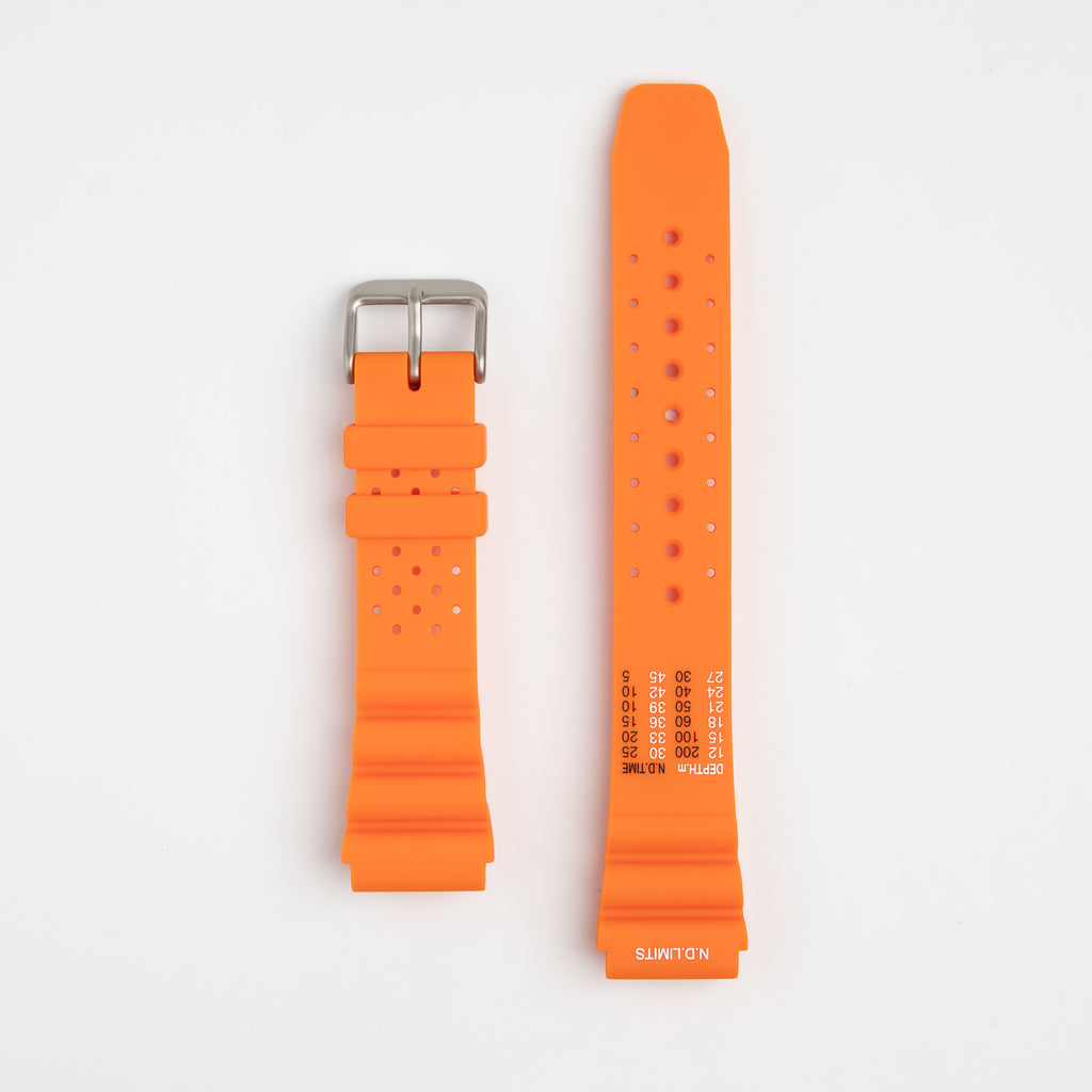 Submerge ND Limits Orange Watch Strap, both pieces laid flat