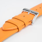 Windsor Smooth Orange Watch Strap, close-up of the buckle and keepers
