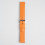 Windsor Smooth Orange Watch Strap, buckled up, front view