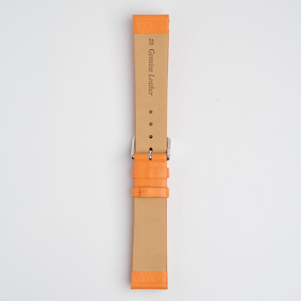 Windsor Smooth Orange Watch Strap, underside showing the lining
