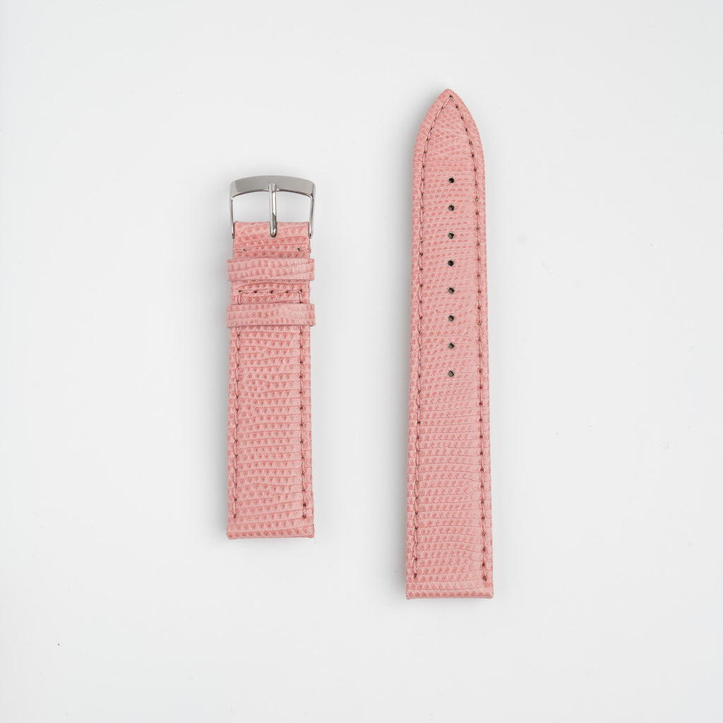 Autentico Lizard Pink Watch Strap, both pieces laid flat