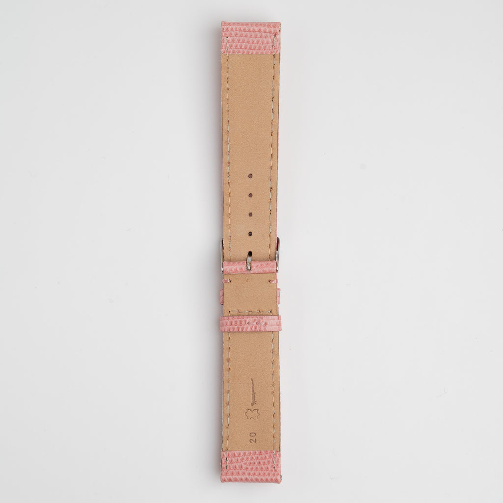 Autentico Lizard Pink Watch Strap, underside showing the lining
