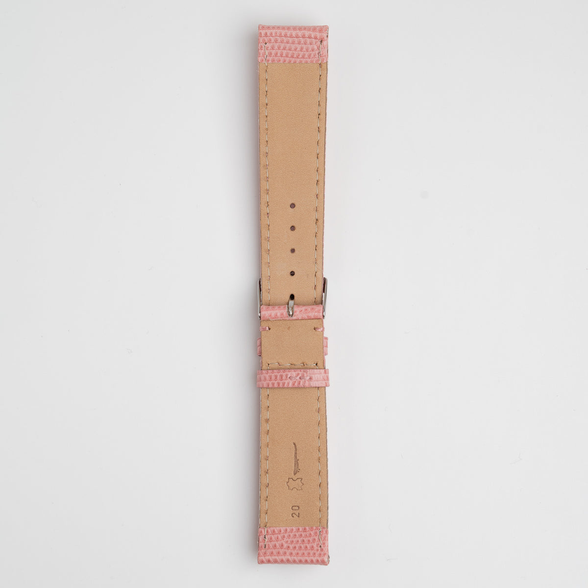 Autentico Lizard Pink Watch Strap, underside showing the lining