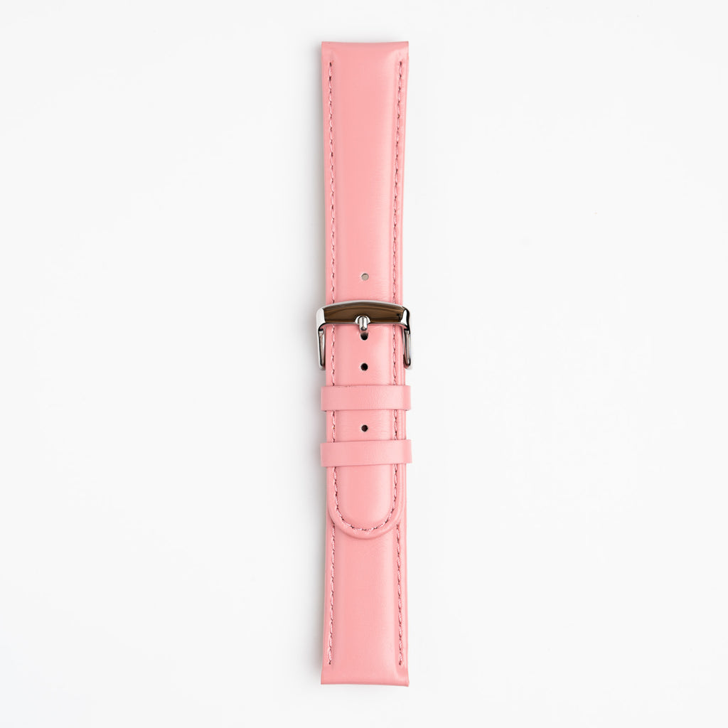 Henley Pink Watch Strap, buckled up, front view