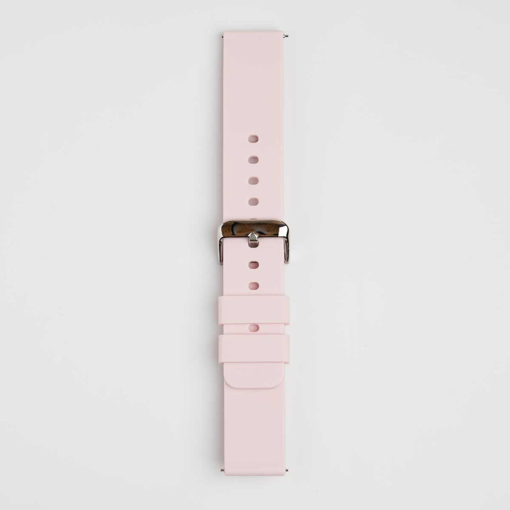 Bare Quick Release Pink Watch Strap, buckled up, front view