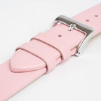 Windsor Smooth Pink Watch Strap, close-up of the buckle and keepers