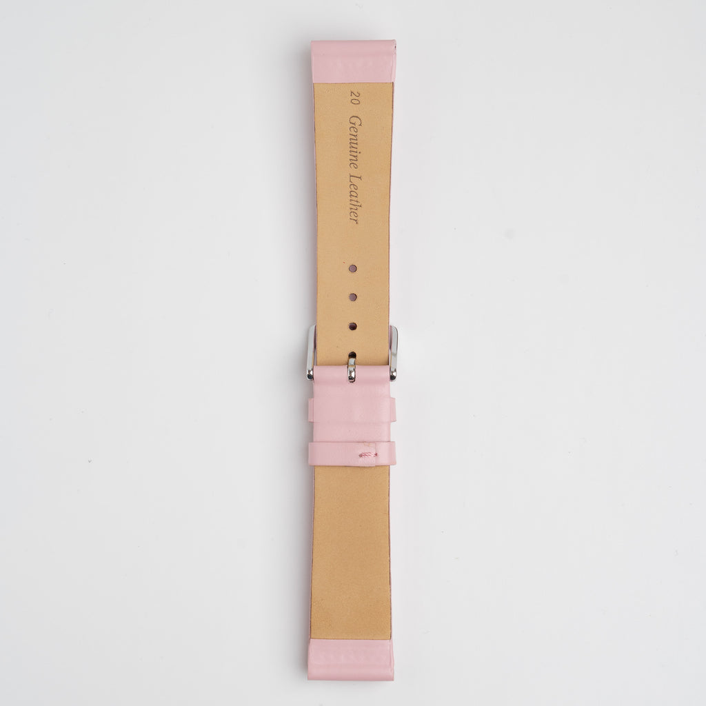 Windsor Smooth Pink Watch Strap, underside showing the lining