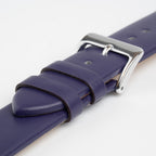 Windsor Smooth Purple Watch Strap, close-up of the buckle and keepers