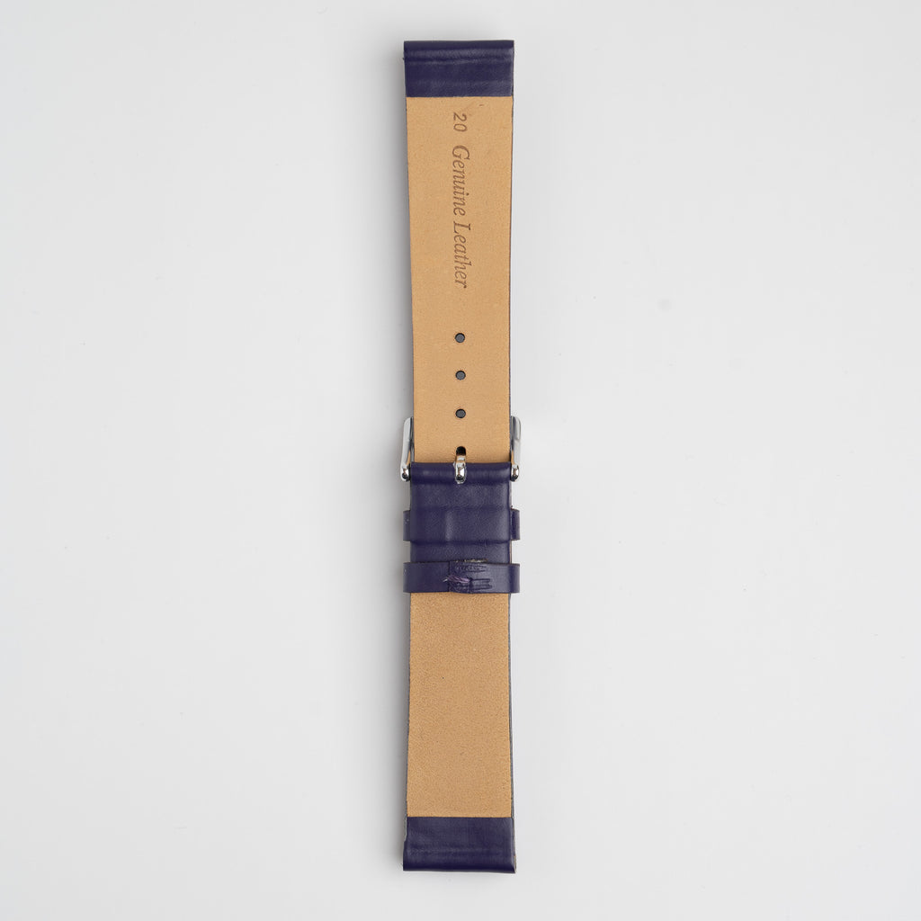 Windsor Smooth Purple Watch Strap, underside showing the lining