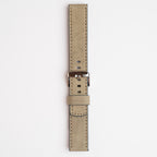 Recycled Paper Grey Watch Strap, buckled up, front view