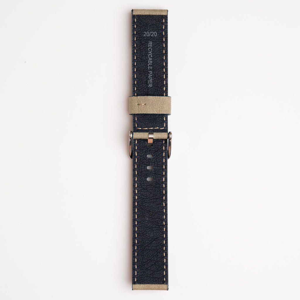 Recycled Paper Grey Watch Strap, underside showing the lining