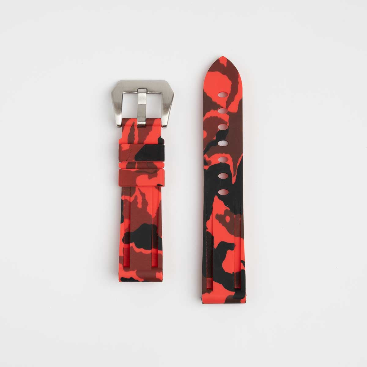 Submerge Camo Silicone Red Watch Strap
