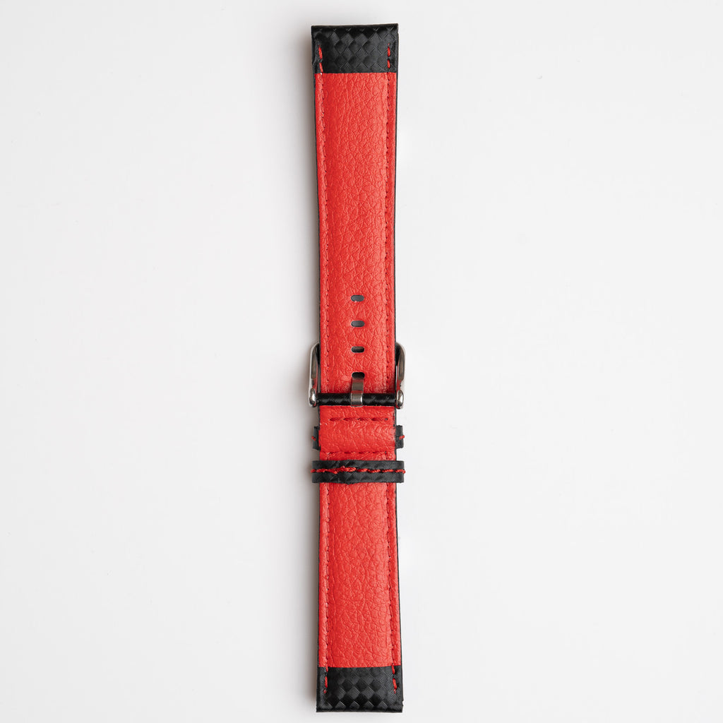 Anthracite Carbon Red Watch Strap, underside showing the lining