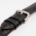 Silverstone Loop Quick Release Black Watch Strap, Red Stitch