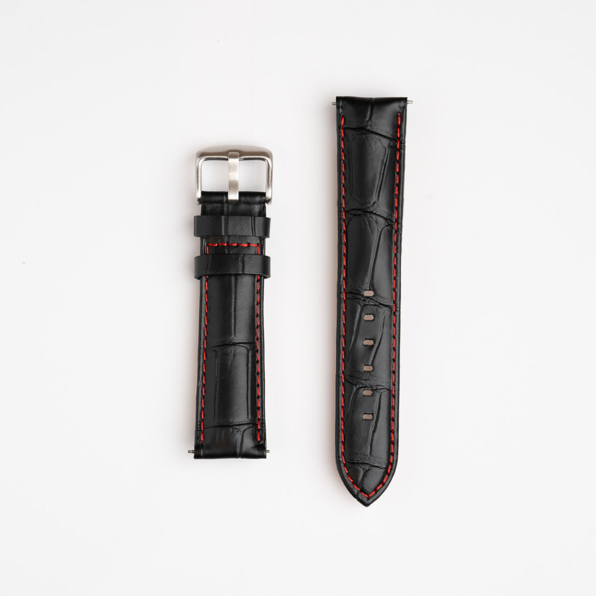 Silverstone Loop Quick Release Black Watch Strap, Red Stitch