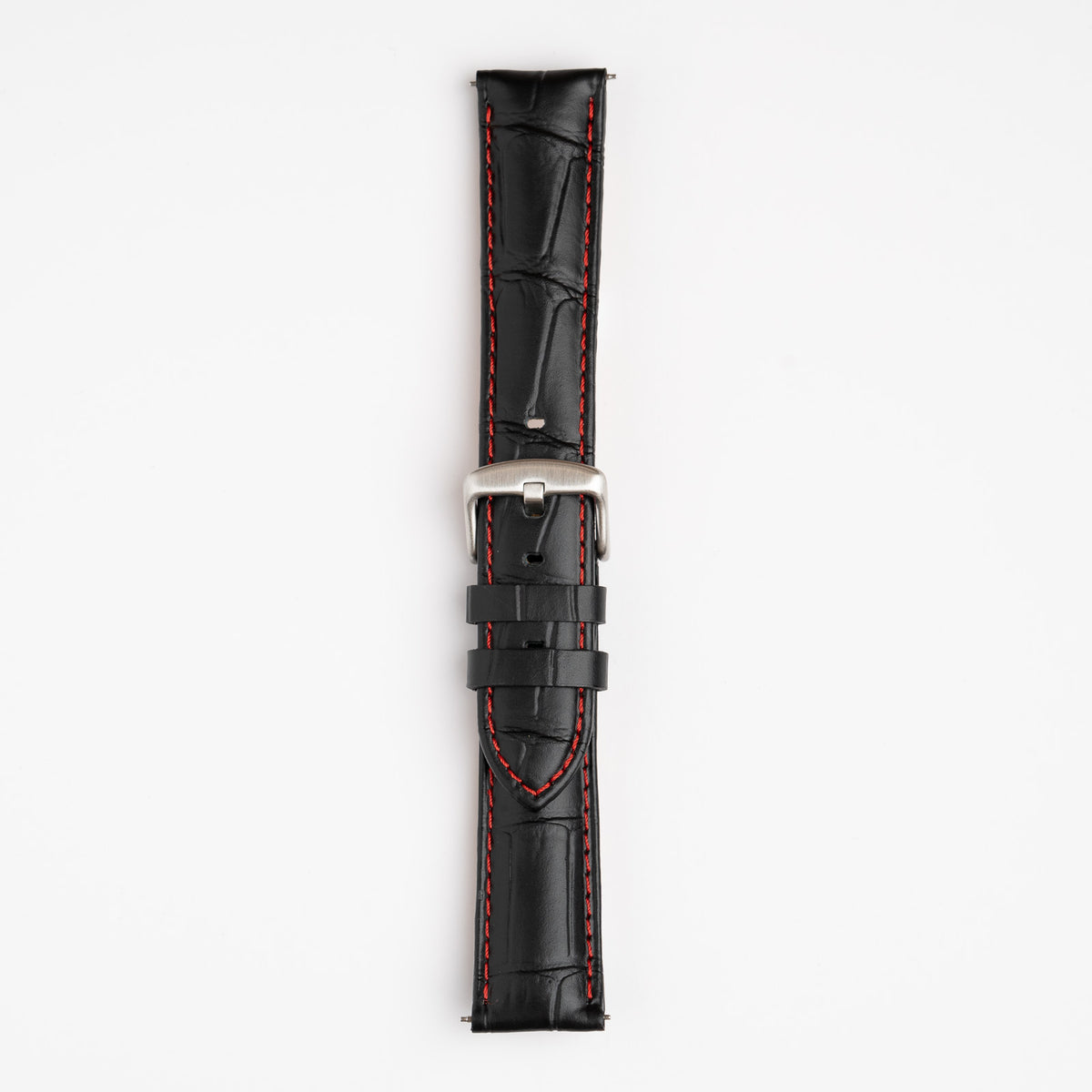 Silverstone Loop Quick Release Black Watch Strap, Red Stitch