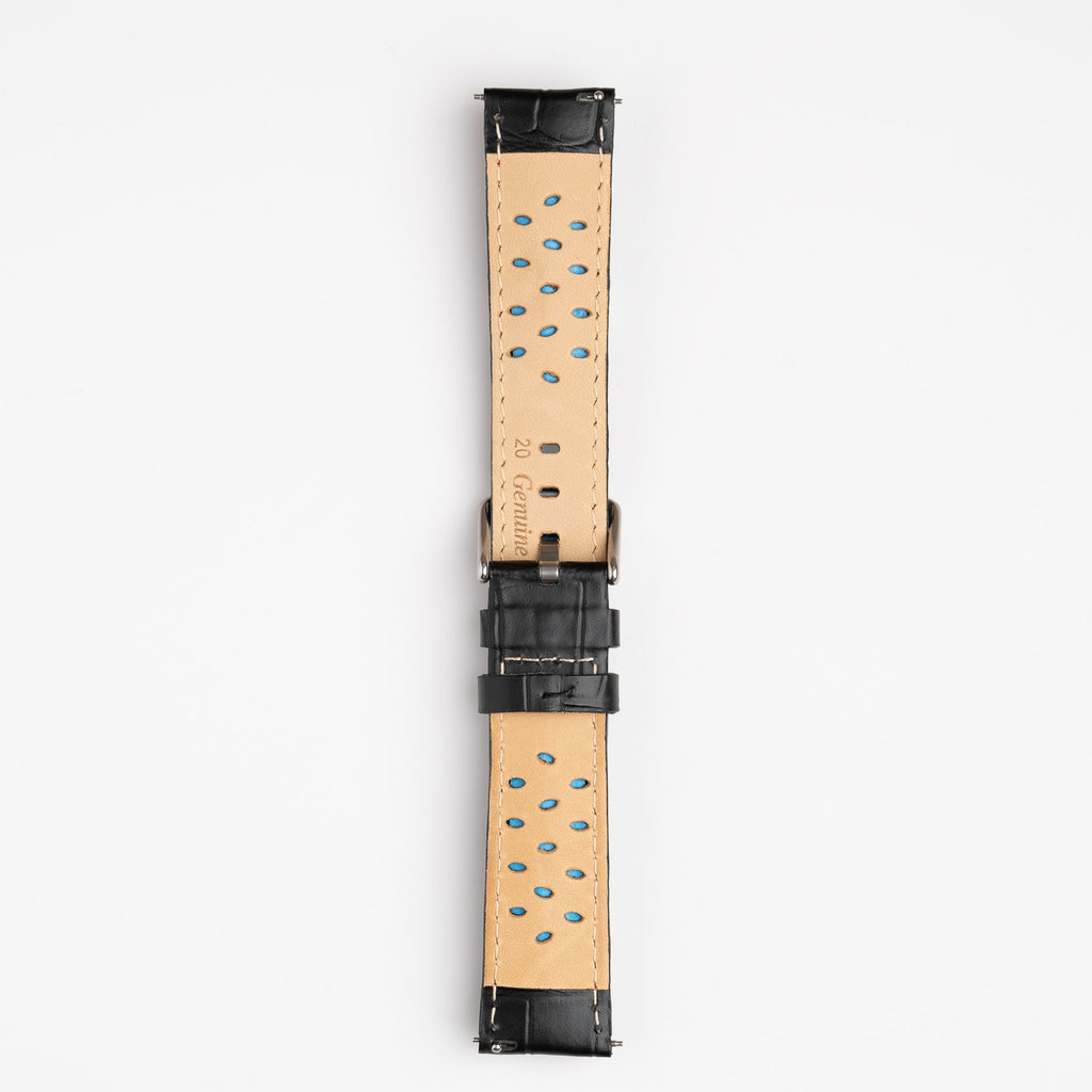 Silverstone Loop Quick Release Black Watch Strap, Red Stitch