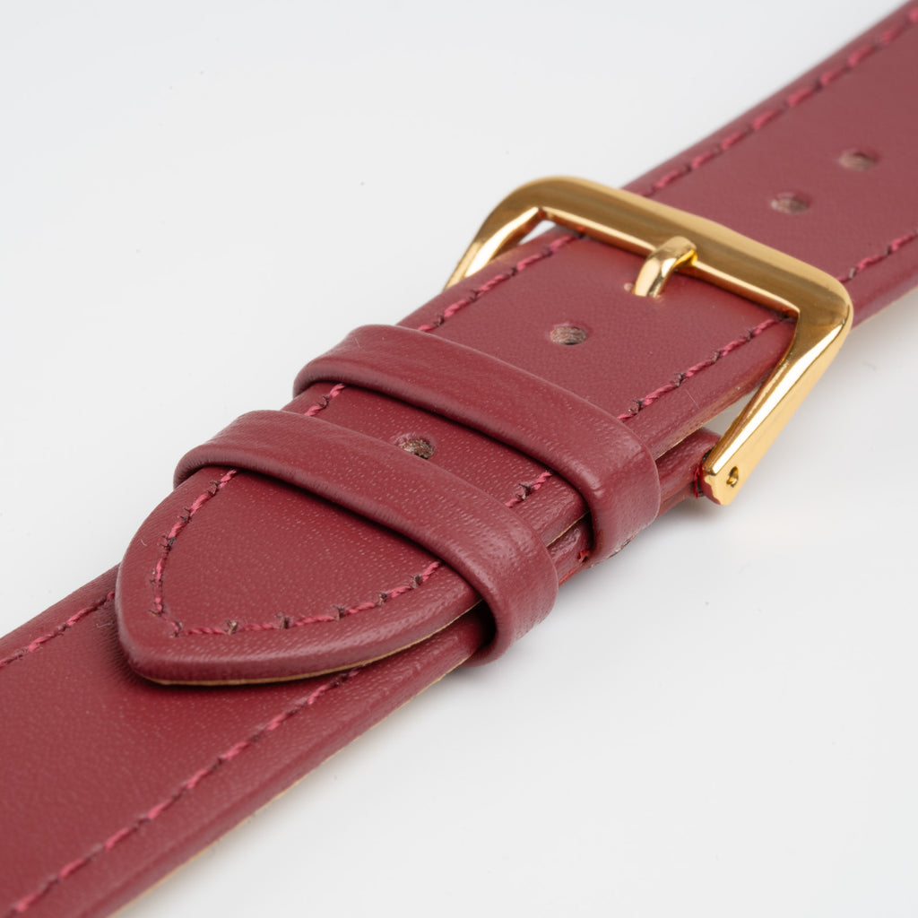 Economy XL Red Watch Strap, close-up of the buckle and keepers