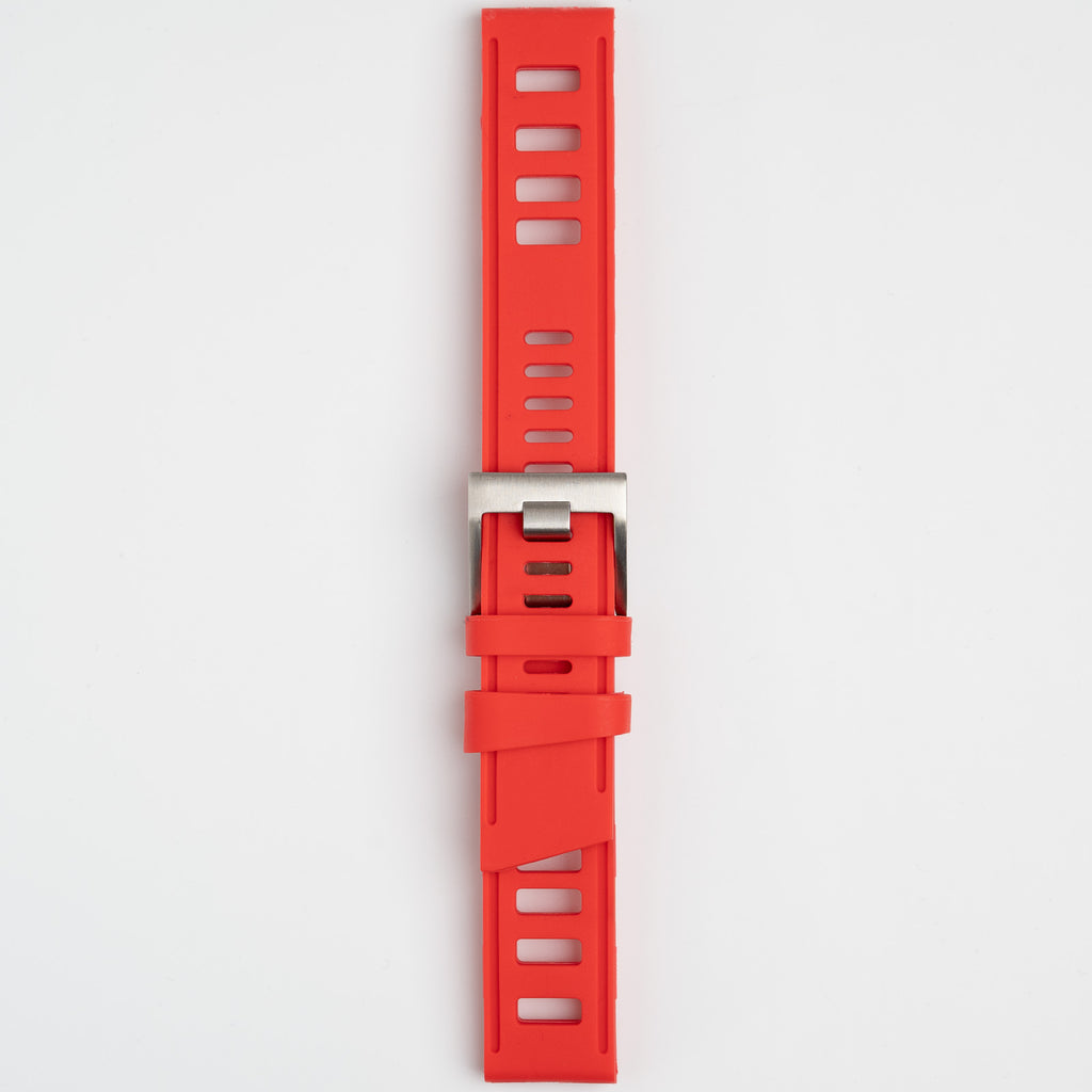 Submerge ISO Dive Red Watch Strap, buckled up, front view