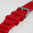 Submerge ND Limits Red Watch Strap, close-up of the buckle and keepers