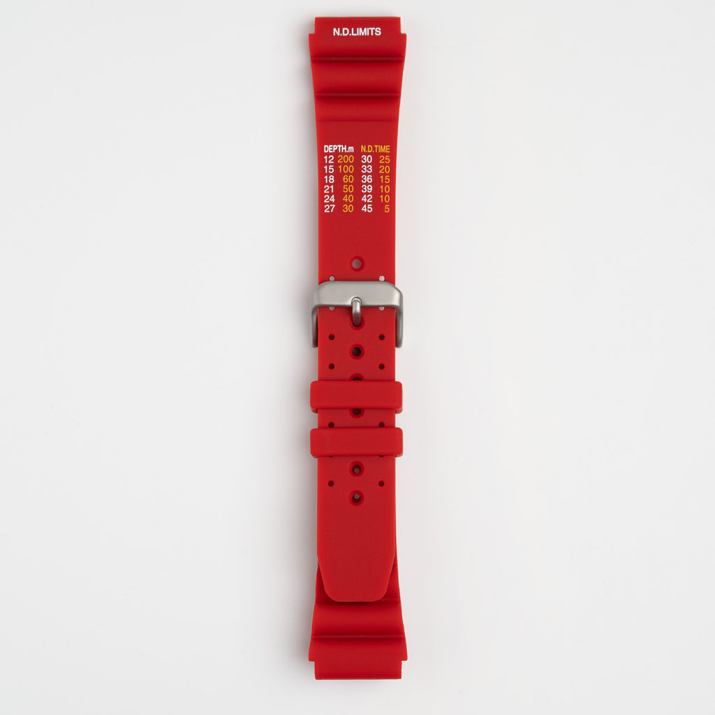 Submerge ND Limits Red Watch Strap, underside showing the lining