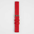 Nylon Quick Release Red Watch Strap, buckled up, front view