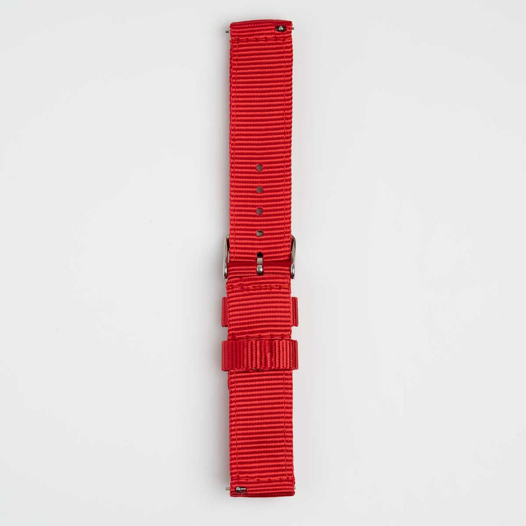 Nylon Quick Release Red Watch Strap, underside showing the lining