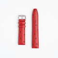 Sandbanks Ostrich Red Watch Strap, both pieces laid flat