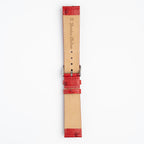 Sandbanks Ostrich Red Watch Strap, underside showing the lining