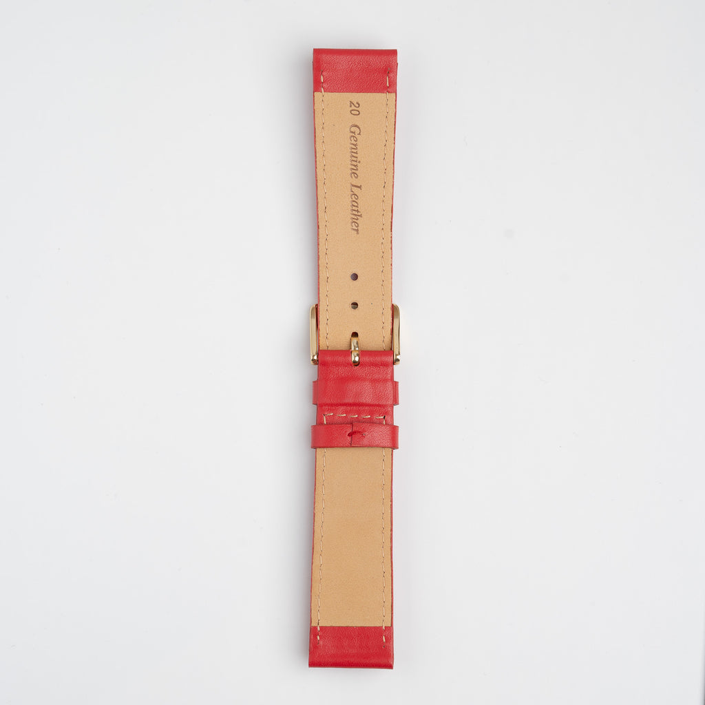 Red Mayfair Subtle watch strap, buckled, back view