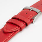 Red Mayfair Subtle Quick Release watch strap, close-up of the buckle and keepers
