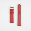 Red Mayfair Subtle Quick Release watch strap, laid flat with its buckle