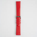 Windsor Smooth XL Red Watch Strap, buckled up, front view