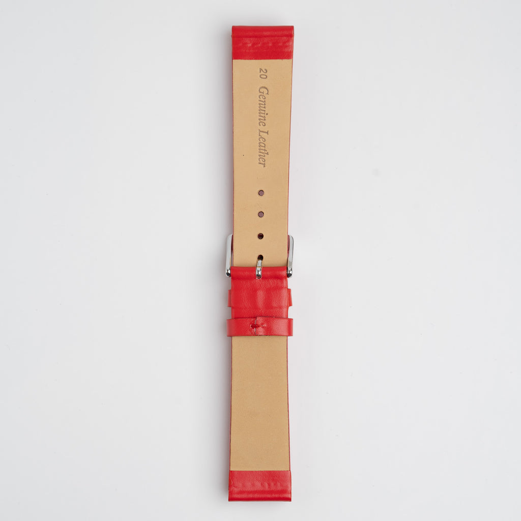 Windsor Smooth XL Red Watch Strap, underside showing the lining