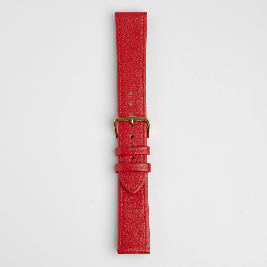 Buffalo Value Red Watch Strap, buckled up, front view