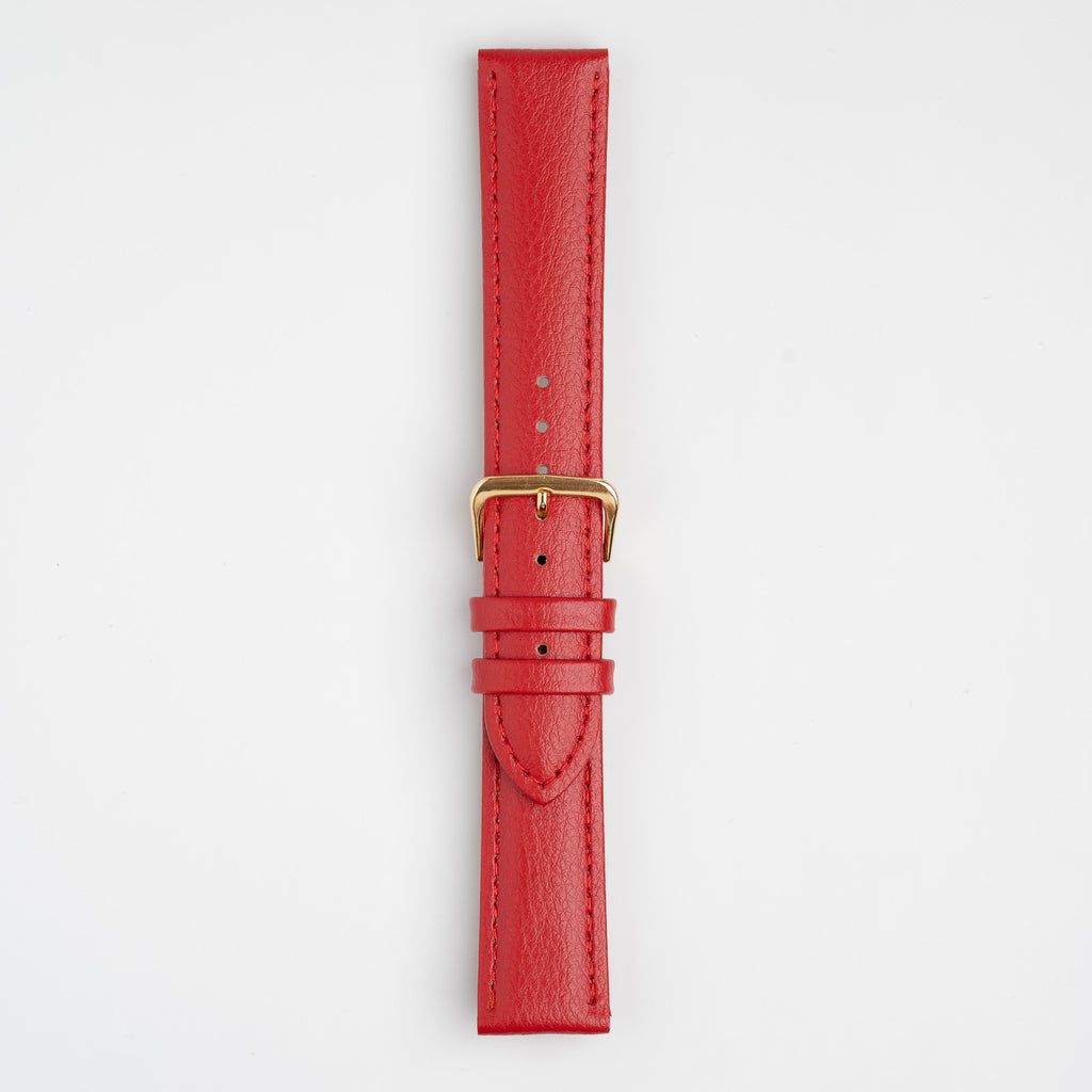Buffalo Value Padded Red Watch Strap, buckled up, front view