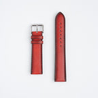 Vintage Smooth Red Watch Strap, both pieces laid flat