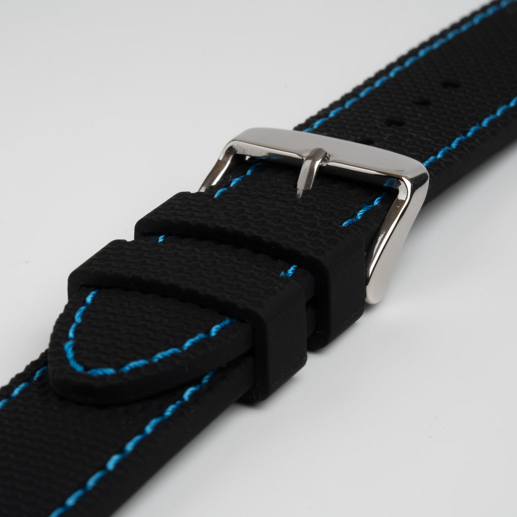 Anthracite Dash Quick Release Black Watch Strap, Blue Stitch