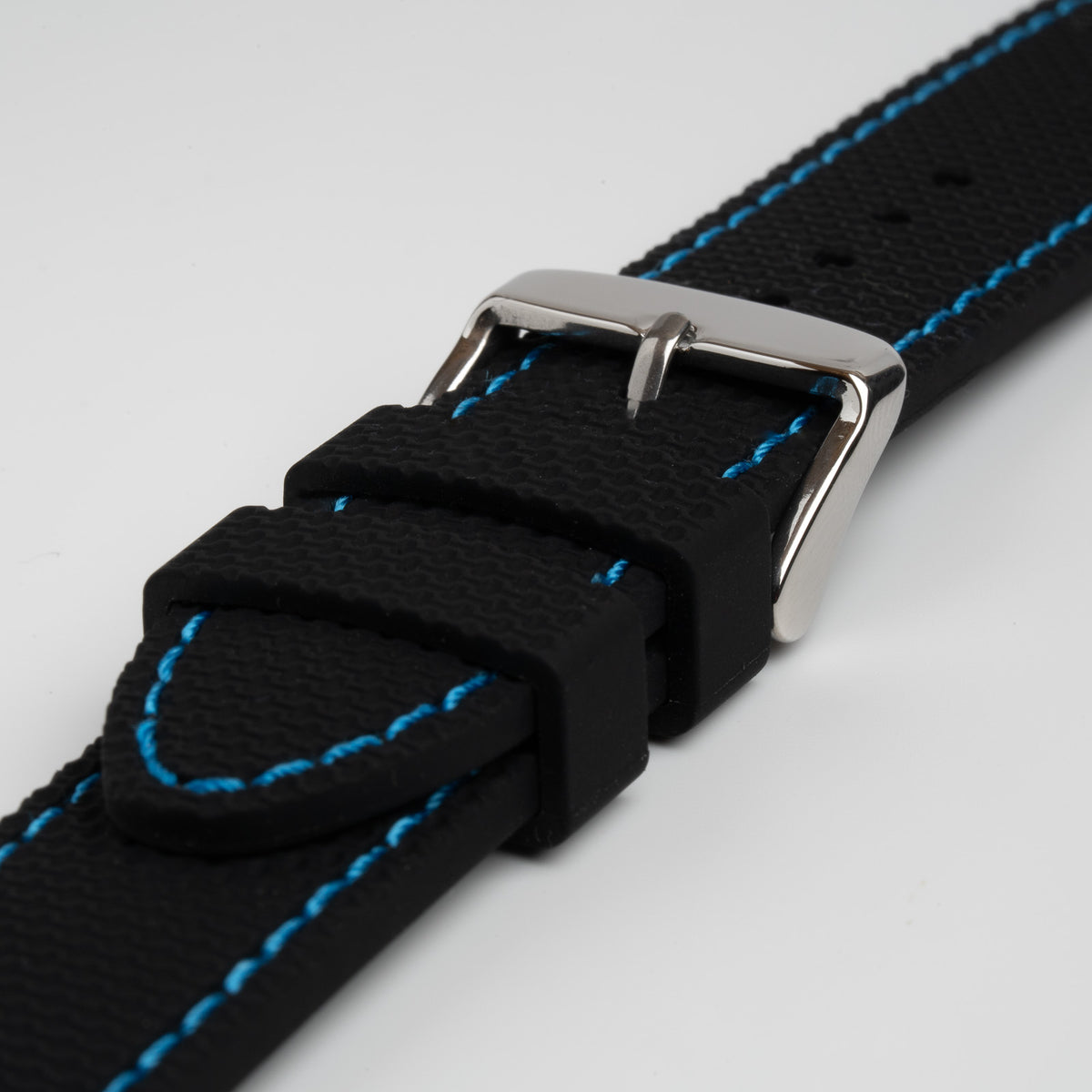 Anthracite Dash Quick Release Black Watch Strap, Blue Stitch