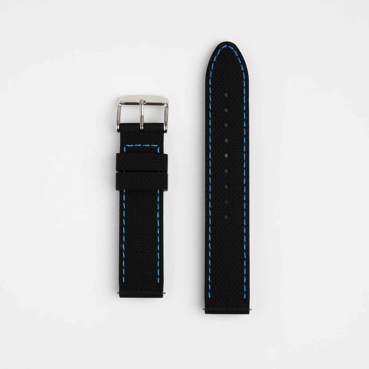 Anthracite Dash Quick Release Black Watch Strap, Blue Stitch