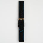 Anthracite Dash Quick Release Black Watch Strap, Blue Stitch