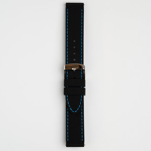 Anthracite Dash Quick Release Black Watch Strap, Blue Stitch
