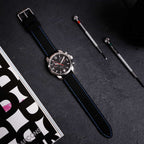 Anthracite Dash Quick Release Black Watch Strap, Blue Stitch