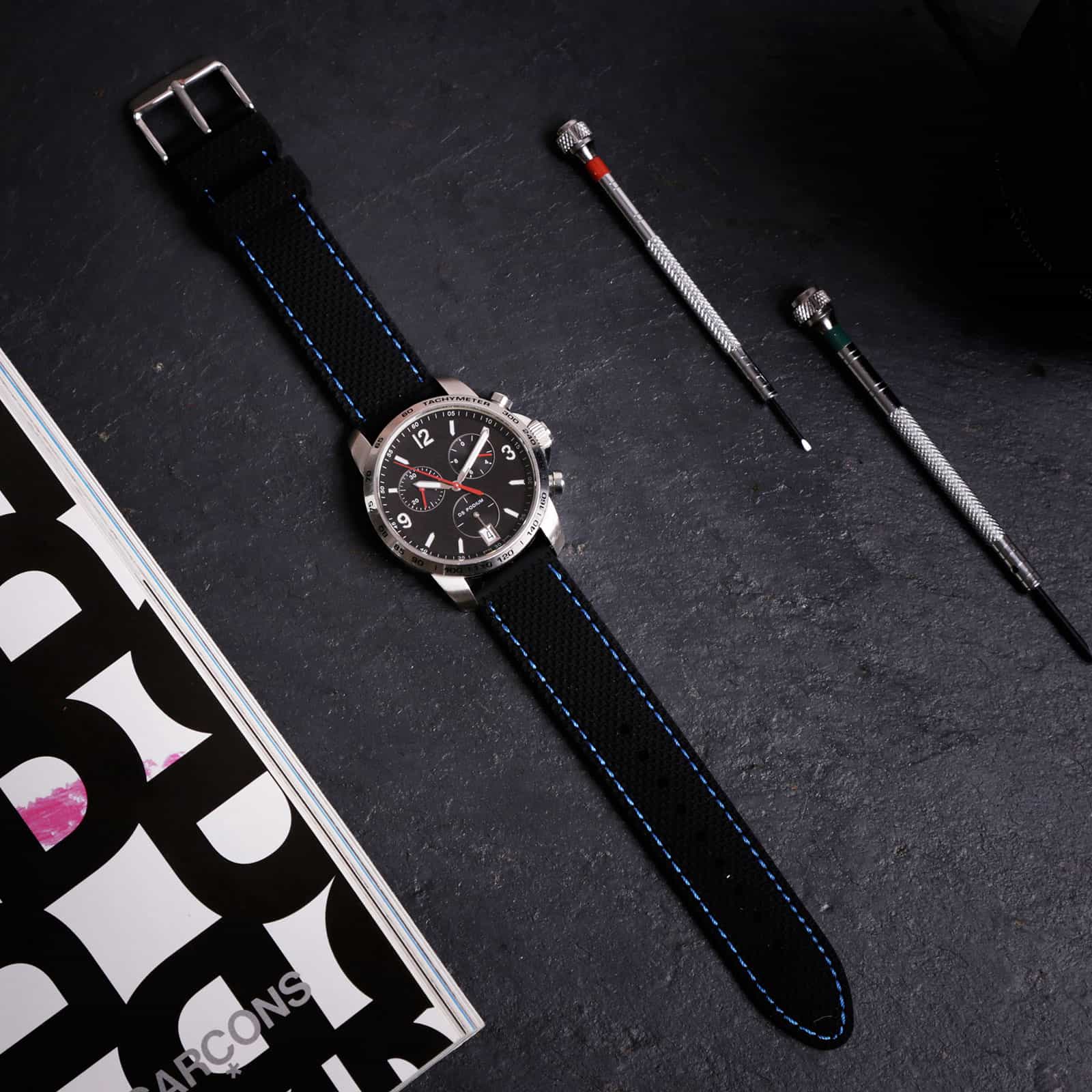 Anthracite Dash Quick Release Blue Watch Strap