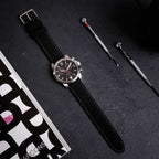 Anthracite Dash Quick Release Black Watch Strap, Grey Stitch
