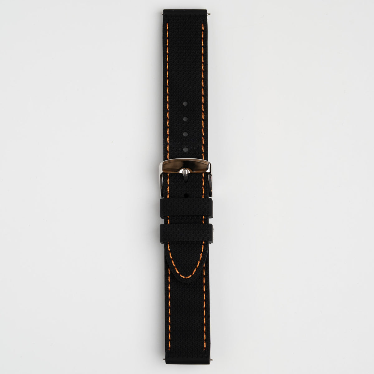 Anthracite Dash Quick Release Black Watch Strap, Orange Stitch