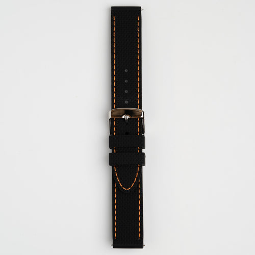 Anthracite Dash Quick Release Black Watch Strap, Orange Stitch