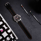 Anthracite Dash Quick Release Black Watch Strap, Orange Stitch