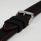Anthracite Dash Quick Release Black Watch Strap, Red Stitch